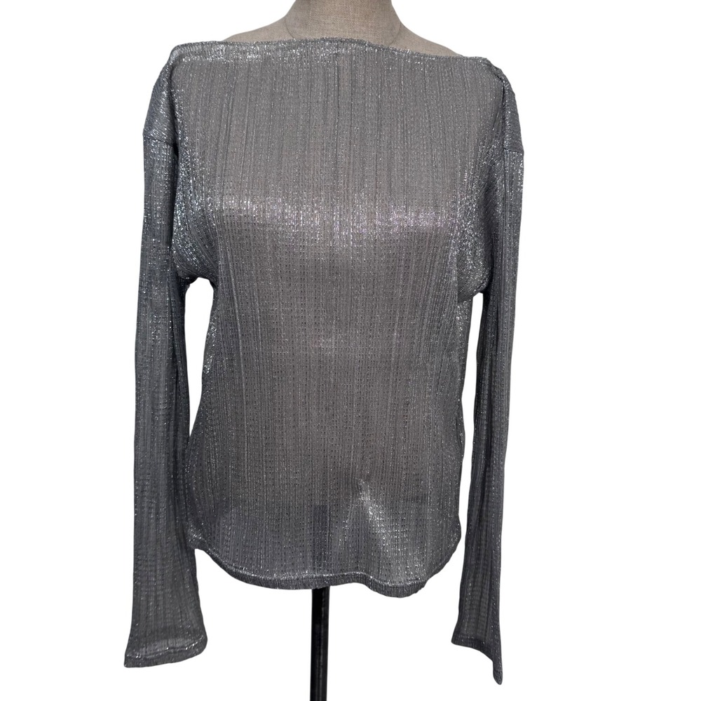 NWT JCrew Metallic Top S Boat Neck Blouse Shimmer Disco Y2K Retro Party Cocktail